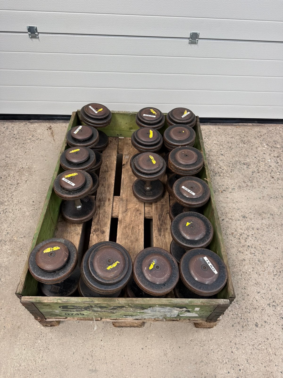Old school dumbell set 14 t/m 22 kg dumbells, Sport en Fitness, Fitnessmaterialen, Ophalen, Gebruikt, Overige typen, X