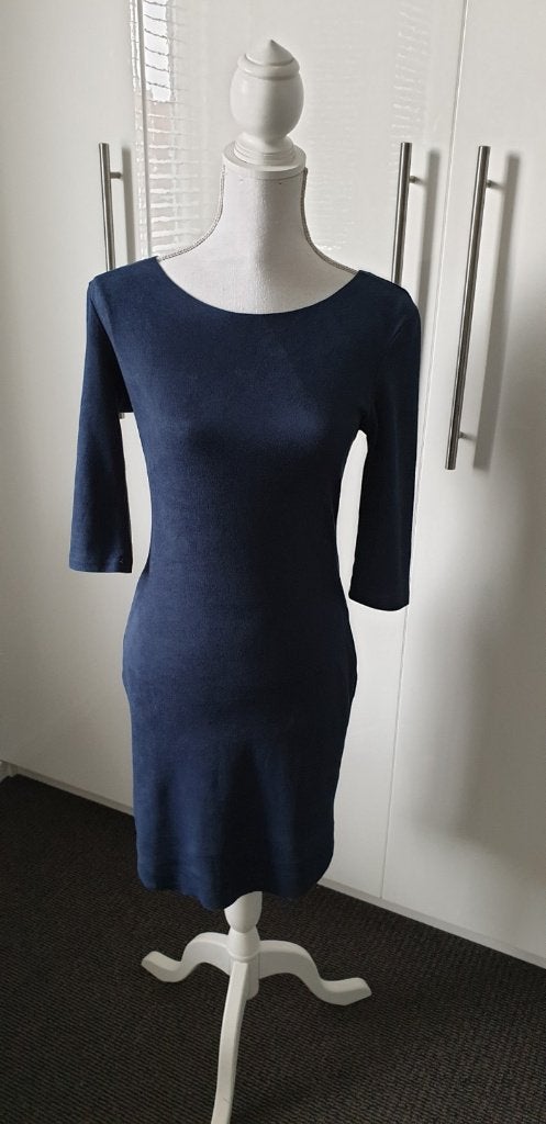 Blauwe jurk - suède look - damesmaat S - nieuwstaat!, Boutique, Blauw, Ophalen of Verzenden, Zo goed als nieuw