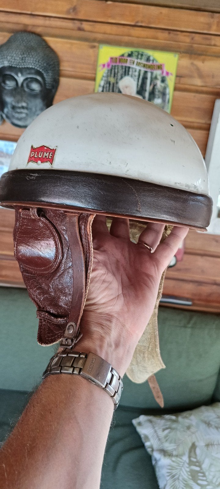 Vintage Plume Jethelm - Uniek verzamelobject, Motoren, Kleding | Motorhelmen, Ophalen of Verzenden, Tweedehands, Jethelm, Overige merken