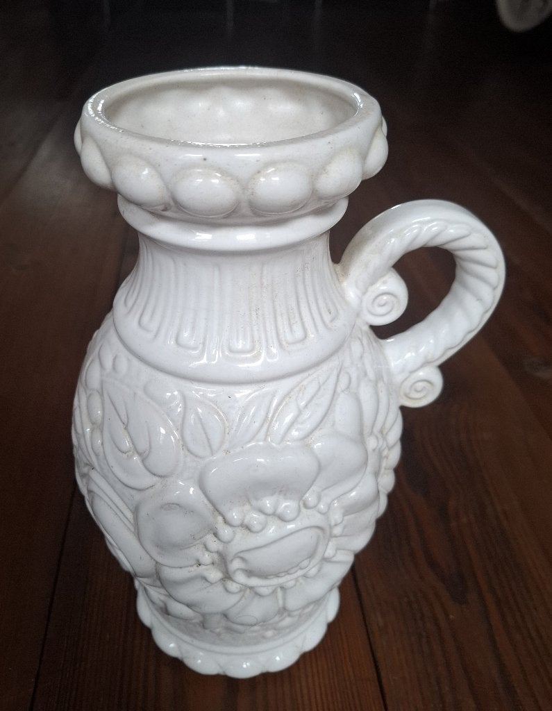 Grote Vintage Witte Fat Lava Vaas 487-28 Scheurich, Ophalen of Verzenden