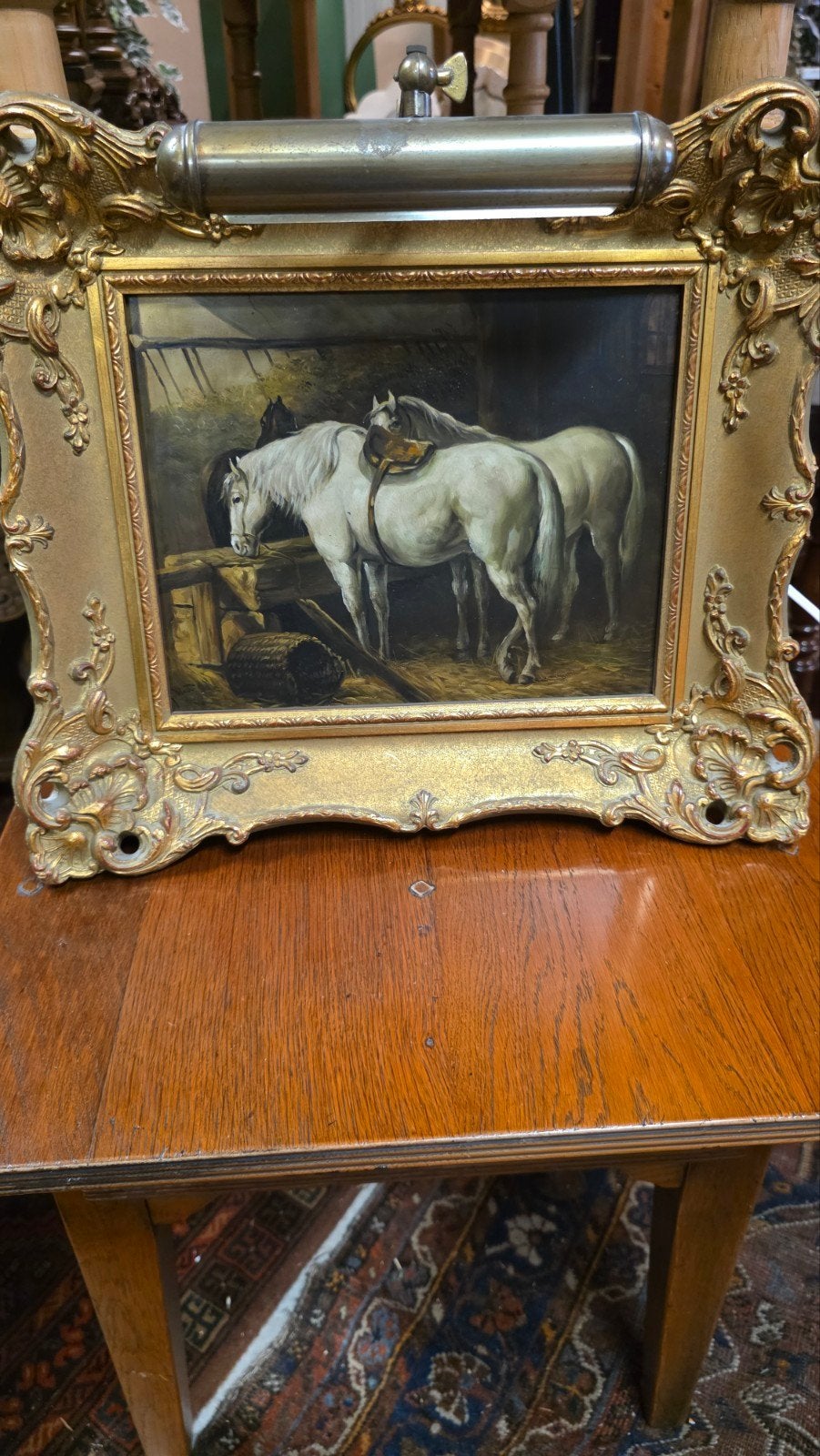 Antiek paardenschilderij op paneel, Ophalen