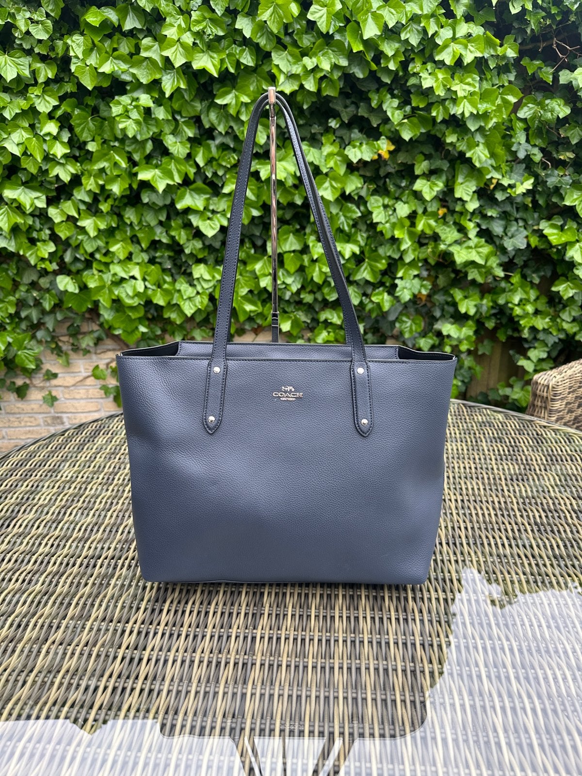 Coach Shopper Tas | Donkerblauw | Leer | 30x42 cm, Ophalen, Zo goed als nieuw, Blauw, Shopper