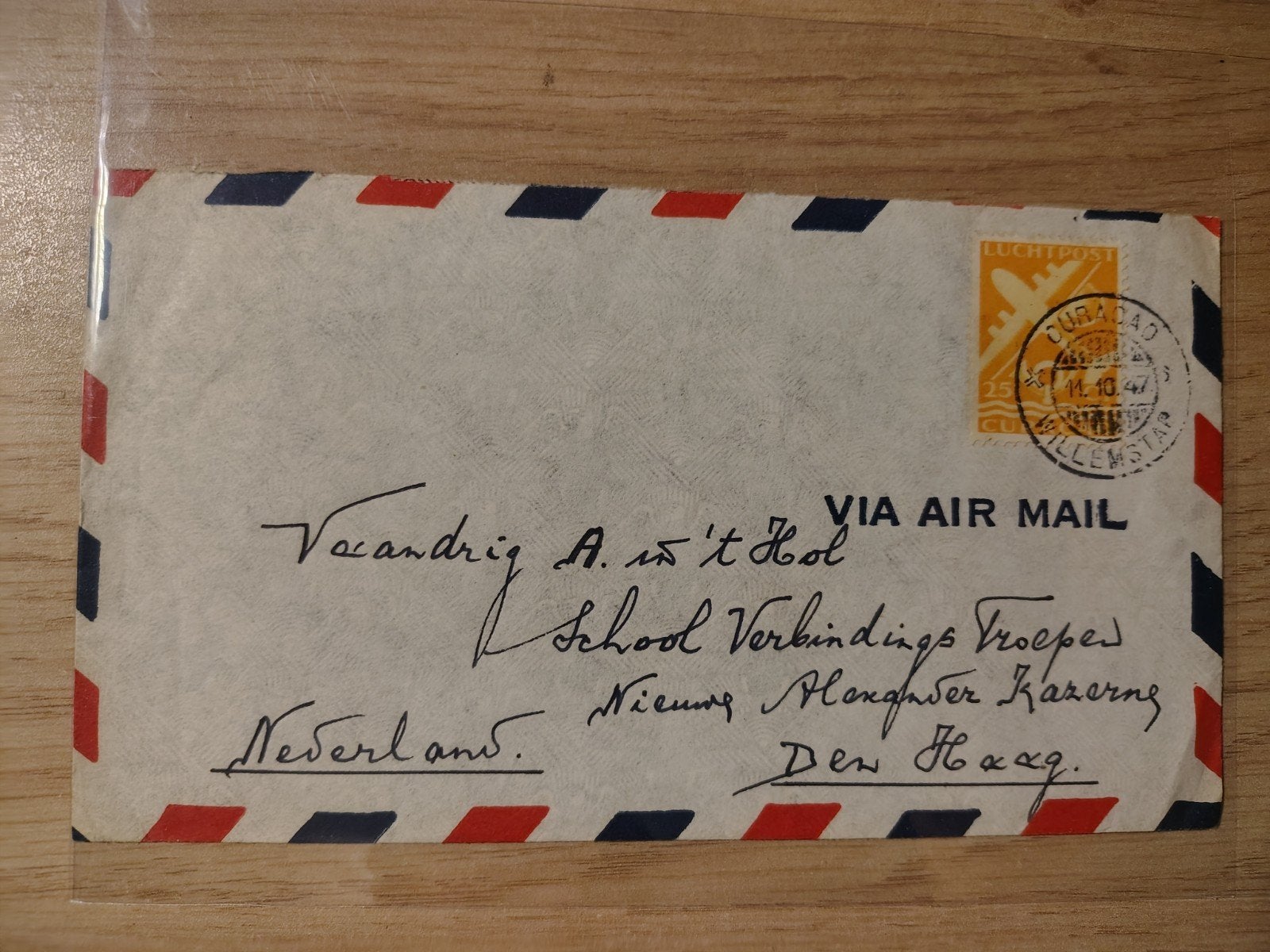 Curaçao Luchtpostblad 1947 School Verbindings Troepen, Ophalen of Verzenden, Nederland