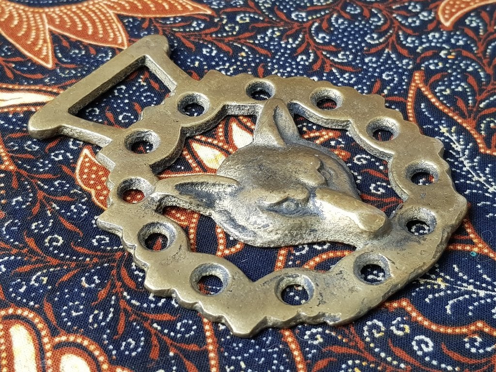 Antiek vossenkop kleppermannetje uit Engeland 9,2 cm. 1900., Ophalen of Verzenden, Koper