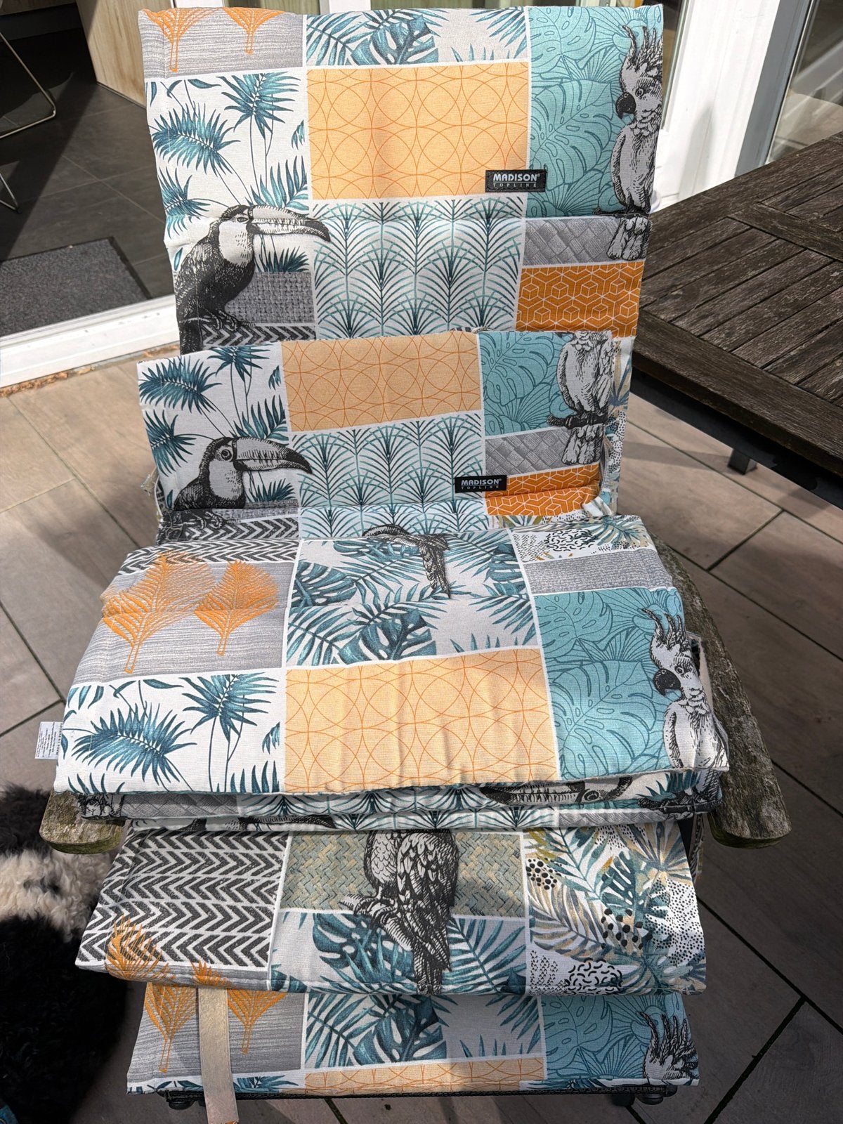 Madison Topline tuinkussens met tropische print, Ophalen, Zo goed als nieuw