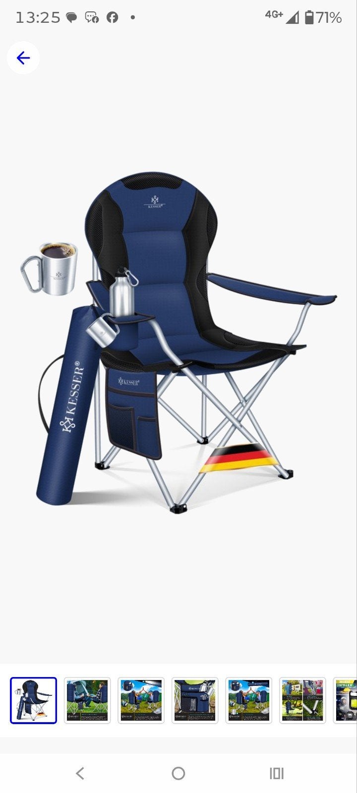 KESSER Campingstoel - Opvouwbaar & Comfortabel, Caravans en Kamperen, Ophalen of Verzenden, Nieuw, Campingstoel