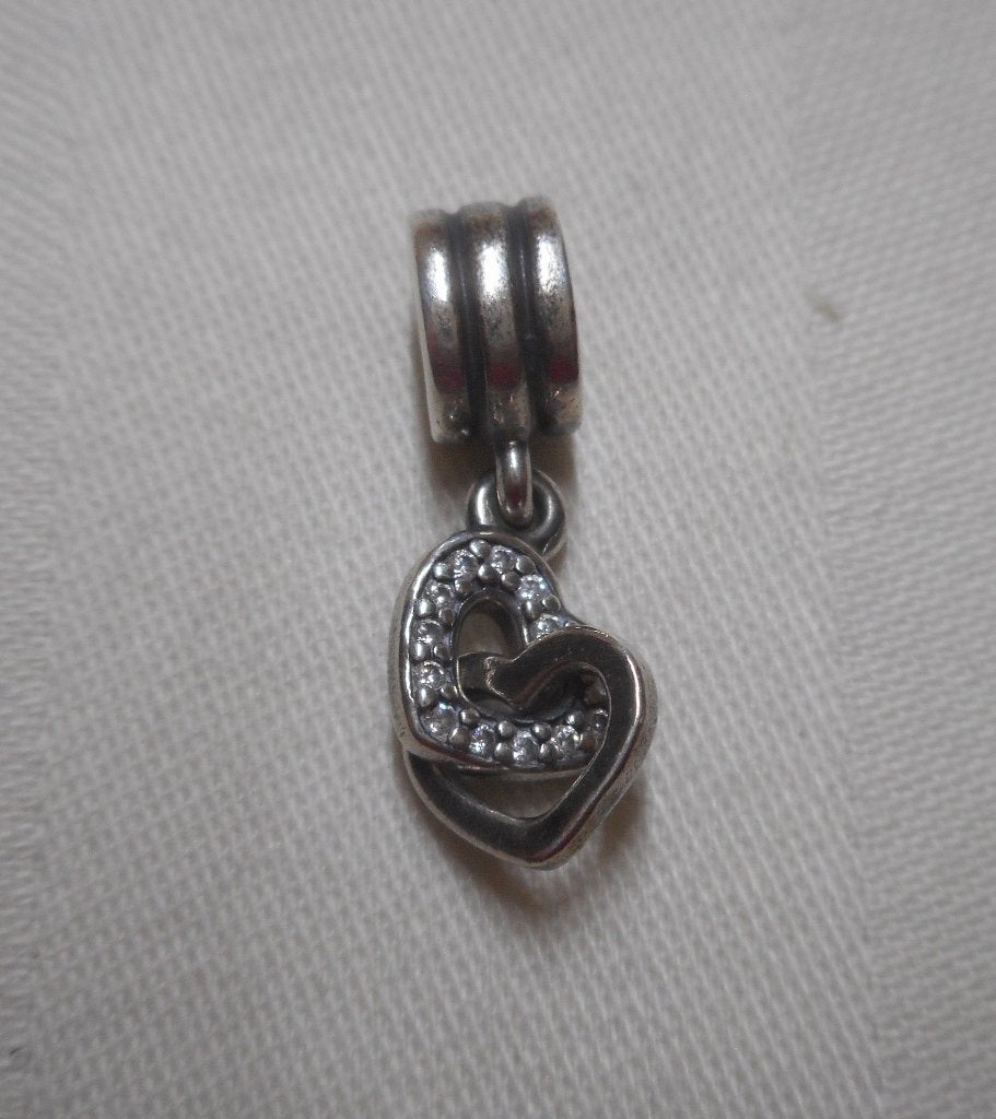Pandora zilveren hang bedel met hartjes nr.248, Sieraden, Tassen en Uiterlijk, Bedels, Verzenden, Pandora, Zo goed als nieuw, 1 bedel