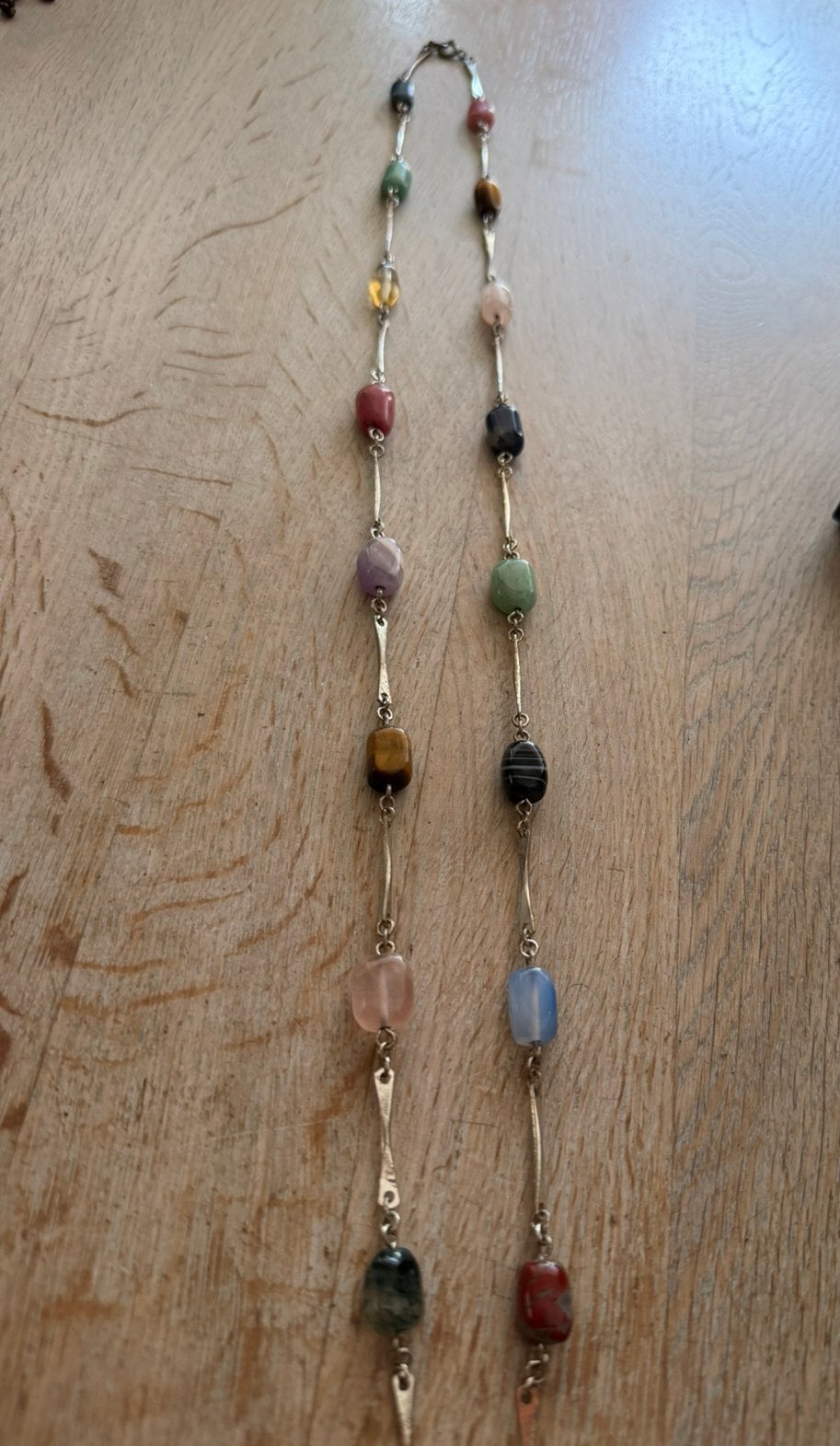 Vintage ketting met natuursteentjes, Verzenden, Zo goed als nieuw, Overige materialen