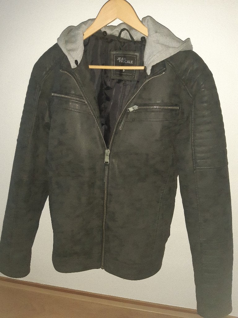 Leder look jack, Ophalen of Verzenden, Zo goed als nieuw, Maat 46 (S) of kleiner, Grijs