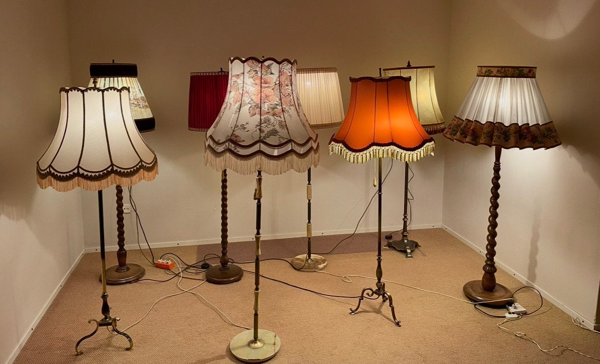 Staande lamp, vloerlamp, vintage schemerlamp, franjes barok, Ophalen of Verzenden, Zo goed als nieuw, 150 tot 200 cm