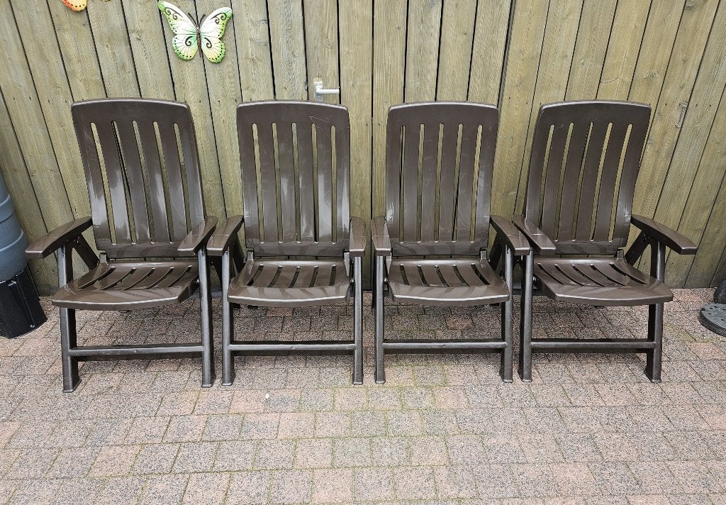 4 Jardin kunststof tuinstoelen / standenstoelen, Tuin en Terras, Tuinstoelen, Ophalen of Verzenden, Zo goed als nieuw, Kunststof