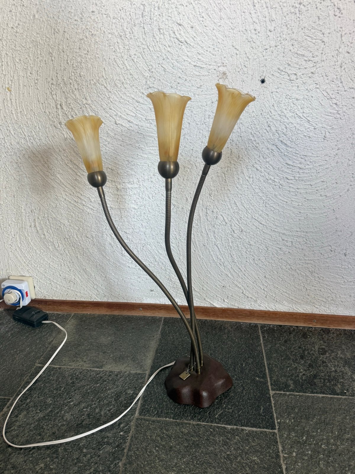 Vintage tafellamp met 3 kelken - Sfeerlamp, Huis en Inrichting, Ophalen, Gebruikt, Overige merken, Vintage