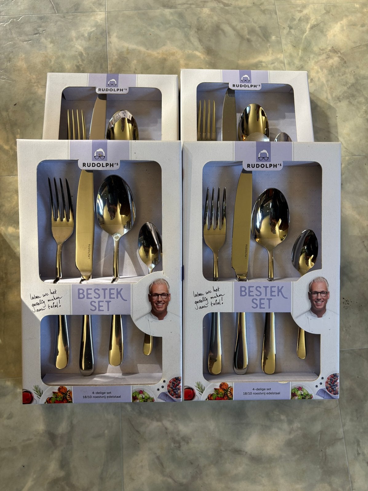 4 keer Rudolph's Bestekset - 4-delig RVS bestek, Bestekset, Nieuw, Ophalen of Verzenden, Rvs of Chroom
