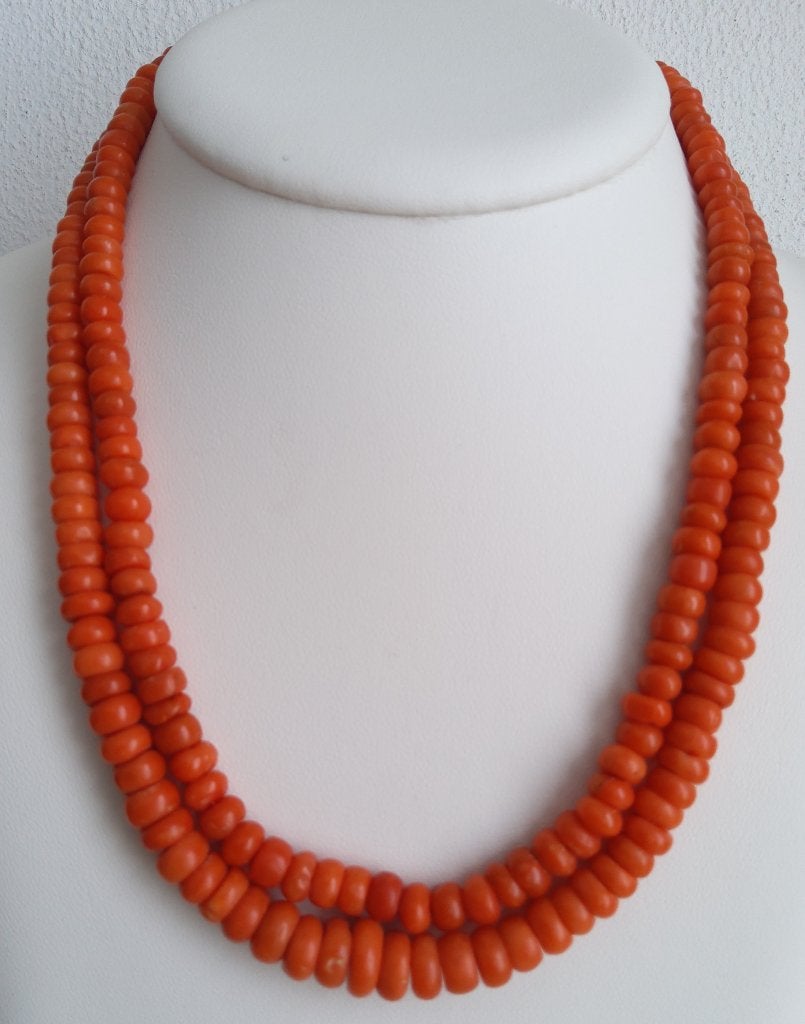 Bloedkoraal ketting met een 14 karaat gouden slot, Verzenden, Goud, Ketting, Met edelsteen