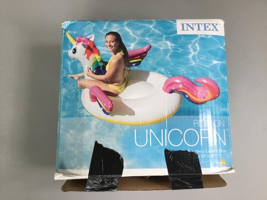 Intex Opblaasbare Unicorn Zwemband - 2.01m x 1.40m x 97cm, Ophalen of Verzenden, Zo goed als nieuw