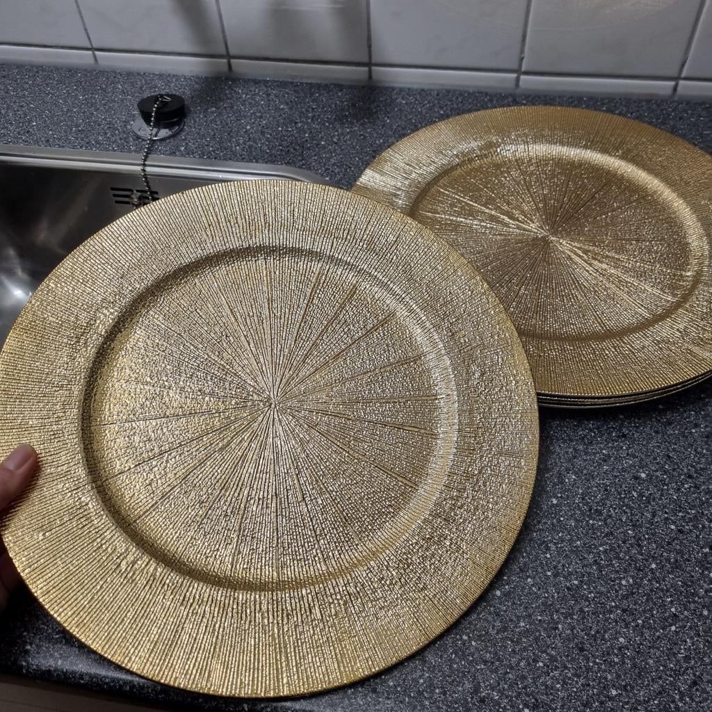 6 Gouden onderborden, nooit gebruikt, Overige materialen, Nieuw, Ophalen of Verzenden, Bord(en)