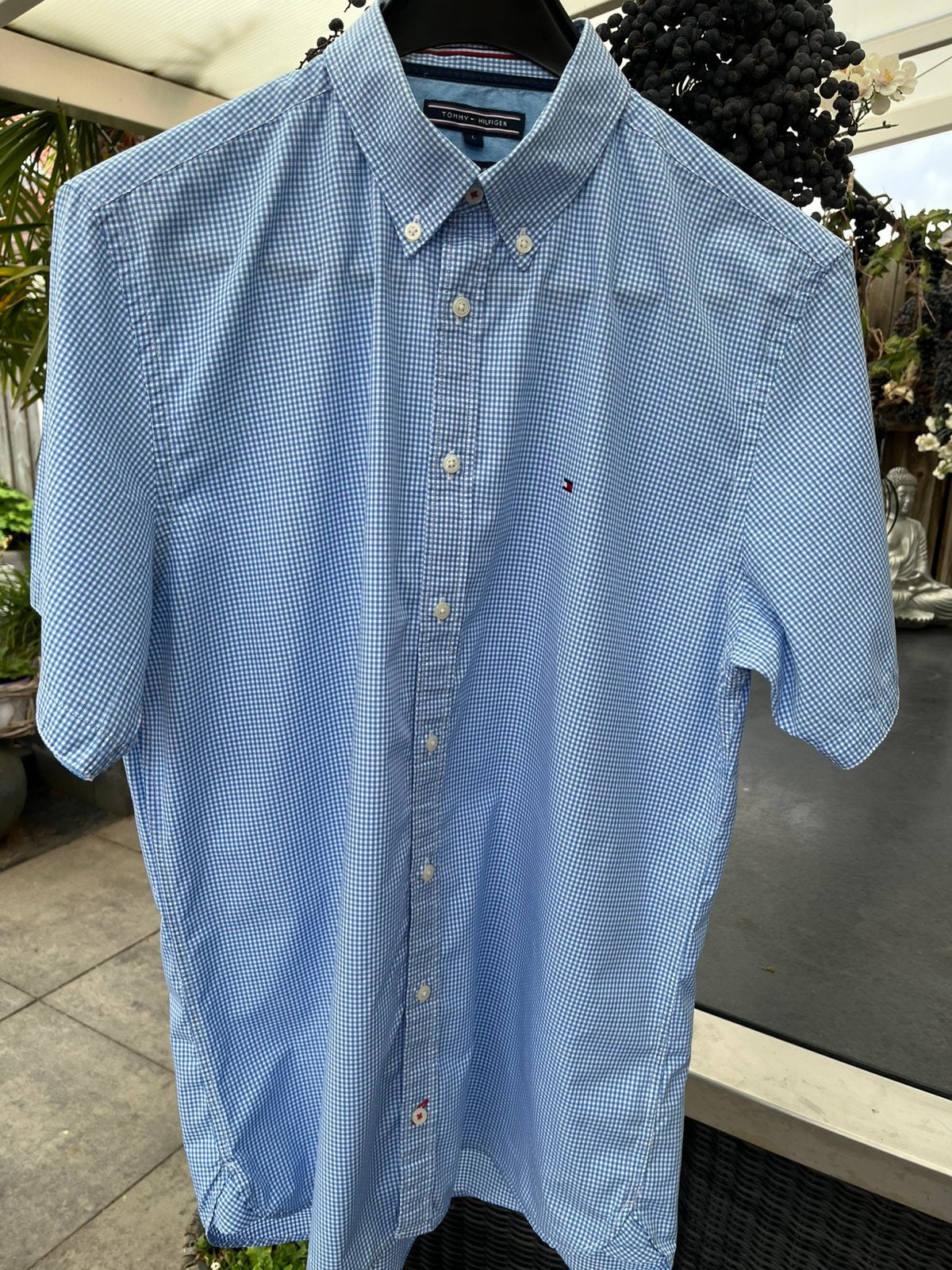 Overhemd merk Tommy Hilfiger New York Fit maat L, Ophalen of Verzenden, Zo goed als nieuw, Blauw