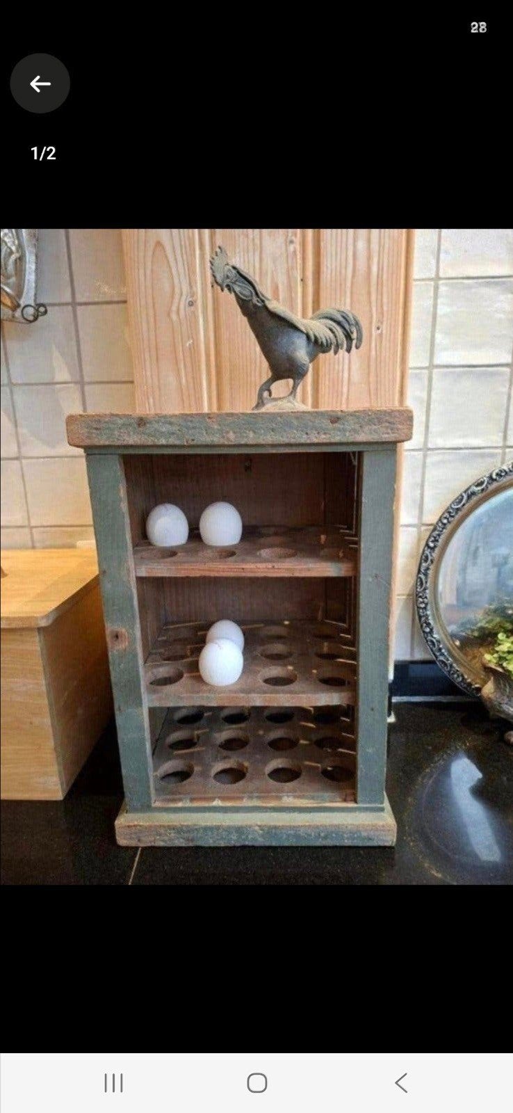 Brocant stevig houten eierkastje 41.5x21.5x22 cm, Ophalen of Verzenden