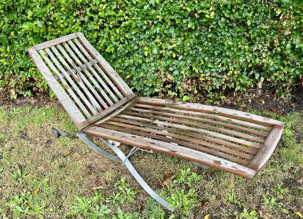 ligstoel ligbed, Tuin en Terras, Ophalen, Gebruikt, Rvs, Verstelbaar