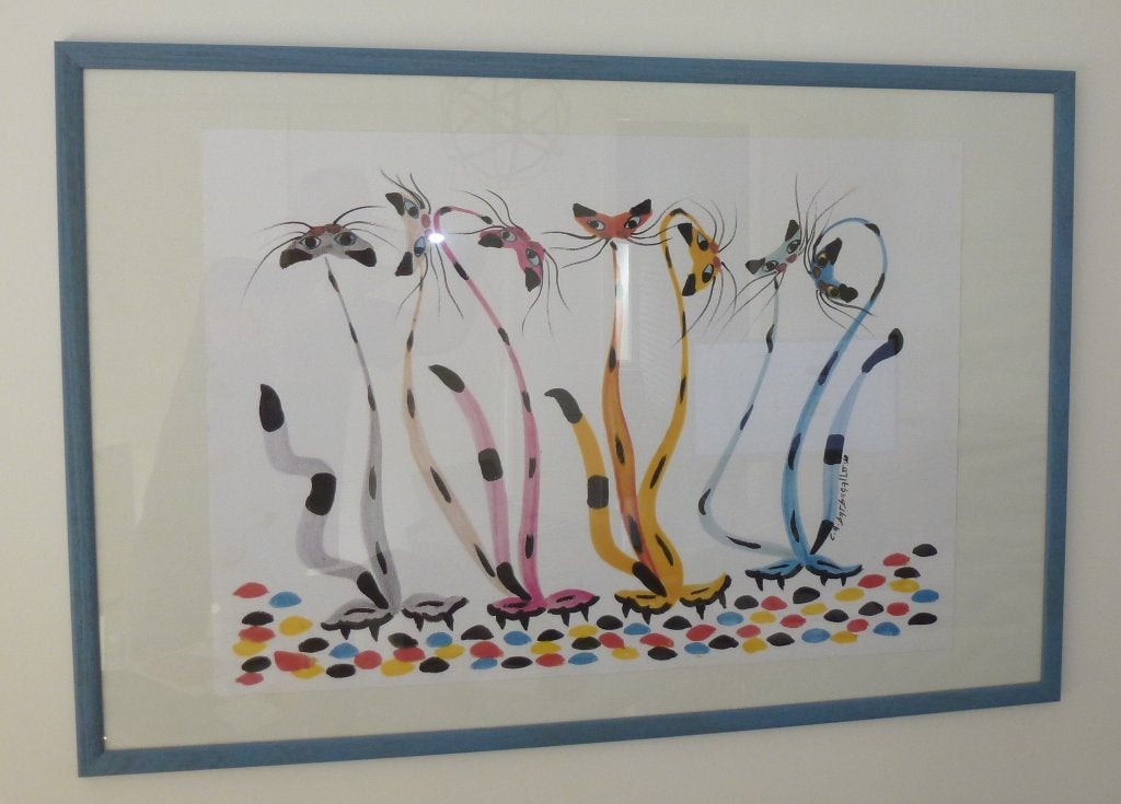 aquarel dansende poesjes Italiaanse kunst, Ophalen, Overige stijlen, Dieren, Aquarel
