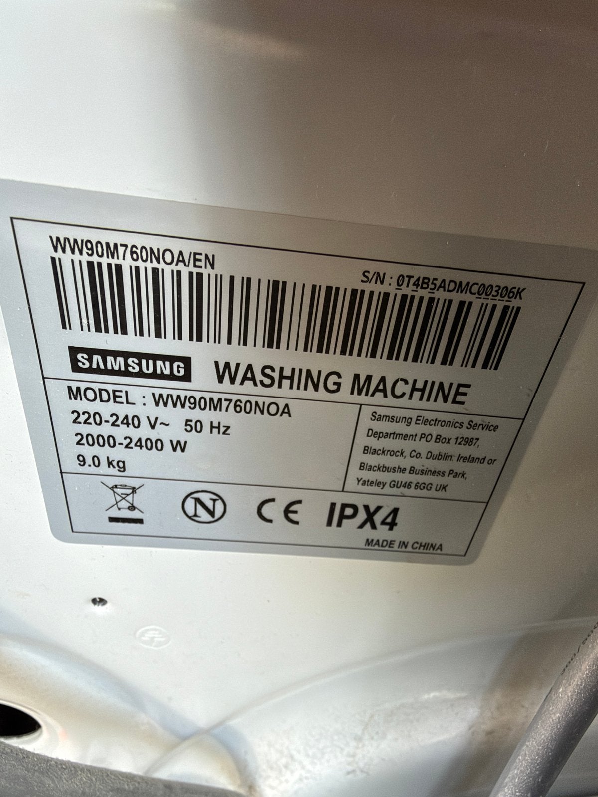 Samsung Wasmachine - 9 kg, A+++, EcoBubble, AddWash, Ophalen, Gebruikt, 8 tot 10 kg, 1600 toeren of meer
