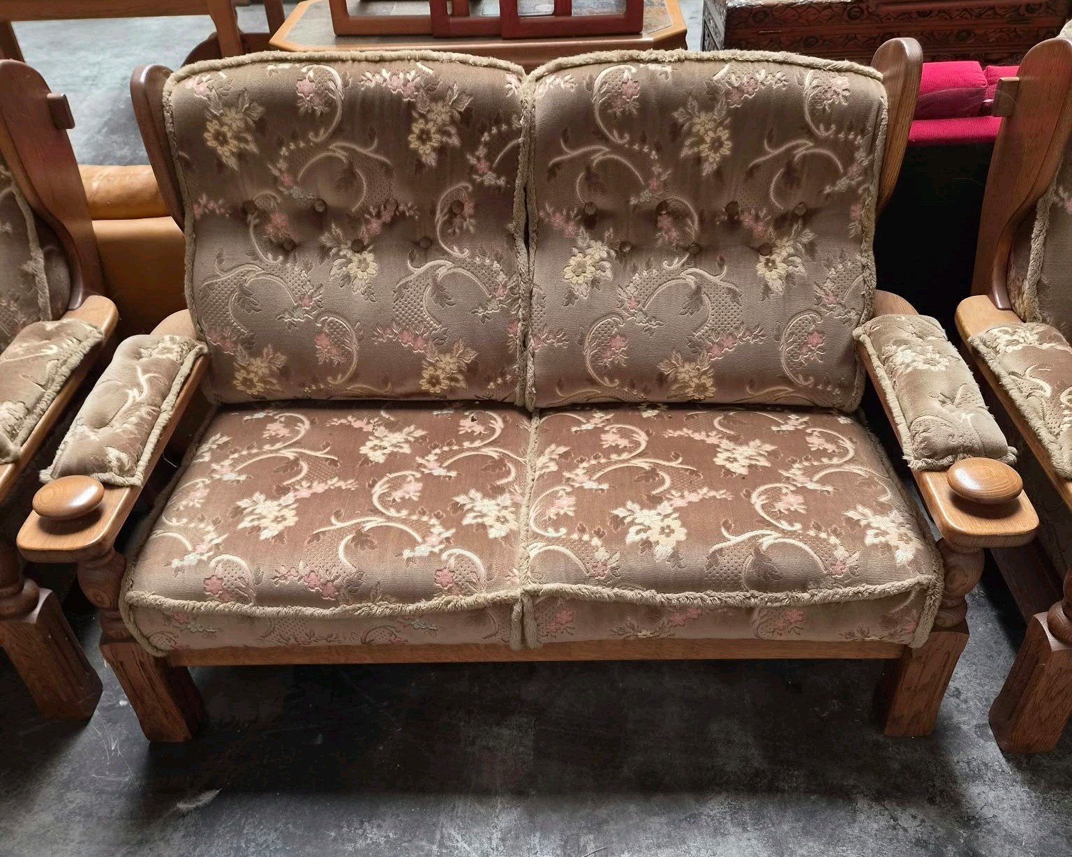 Vintage Duits Brutalist eiken design. Als nieuw 3+2+1, Ophalen