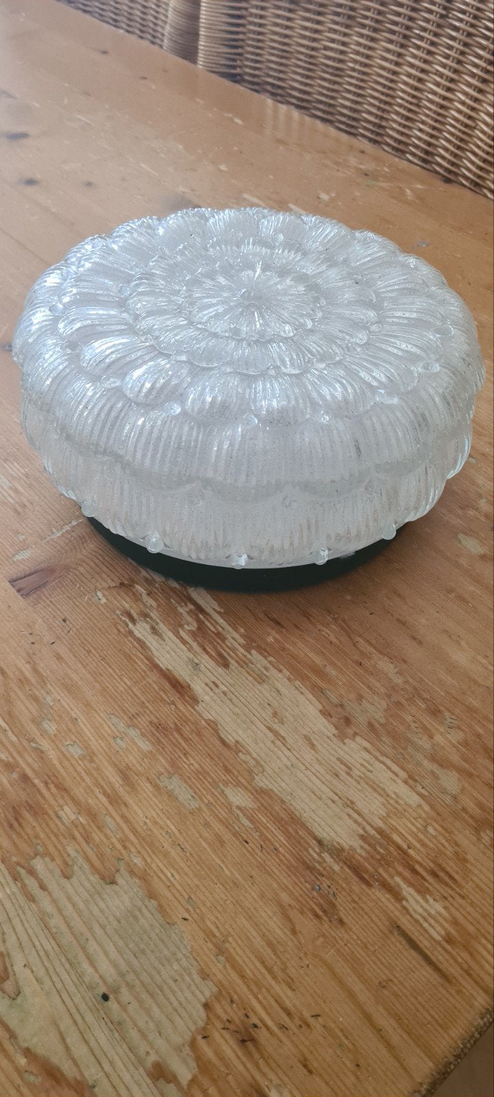 Vintage Plafondlamp Glas - Bloemmotief, Ophalen, Zo goed als nieuw, Glas, Plafondlamp