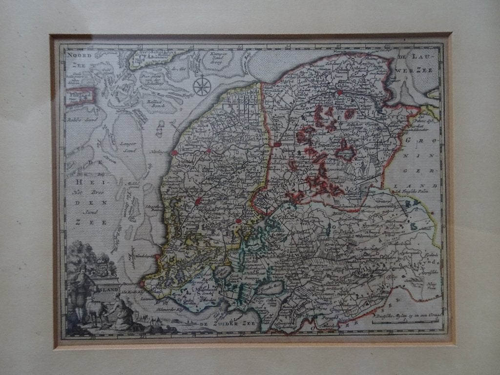 Gravure plattegrond Friesland, H. de Leth 1747, Antiek en Kunst, Cartografie, Ophalen of Verzenden, Gravure, Origineel