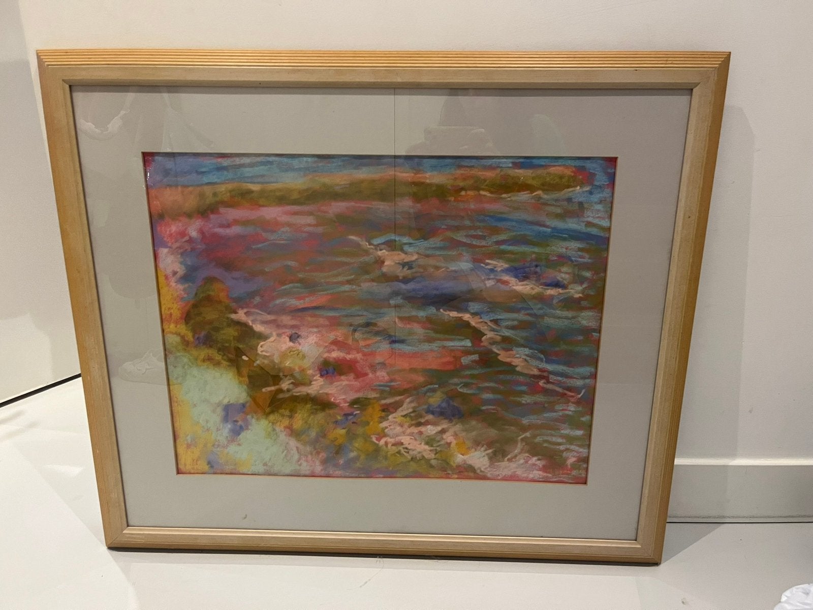 Schilderij (pastel) van Michael Ryan, Antiek en Kunst, Ophalen, Achter glas, Pastel, Abstract