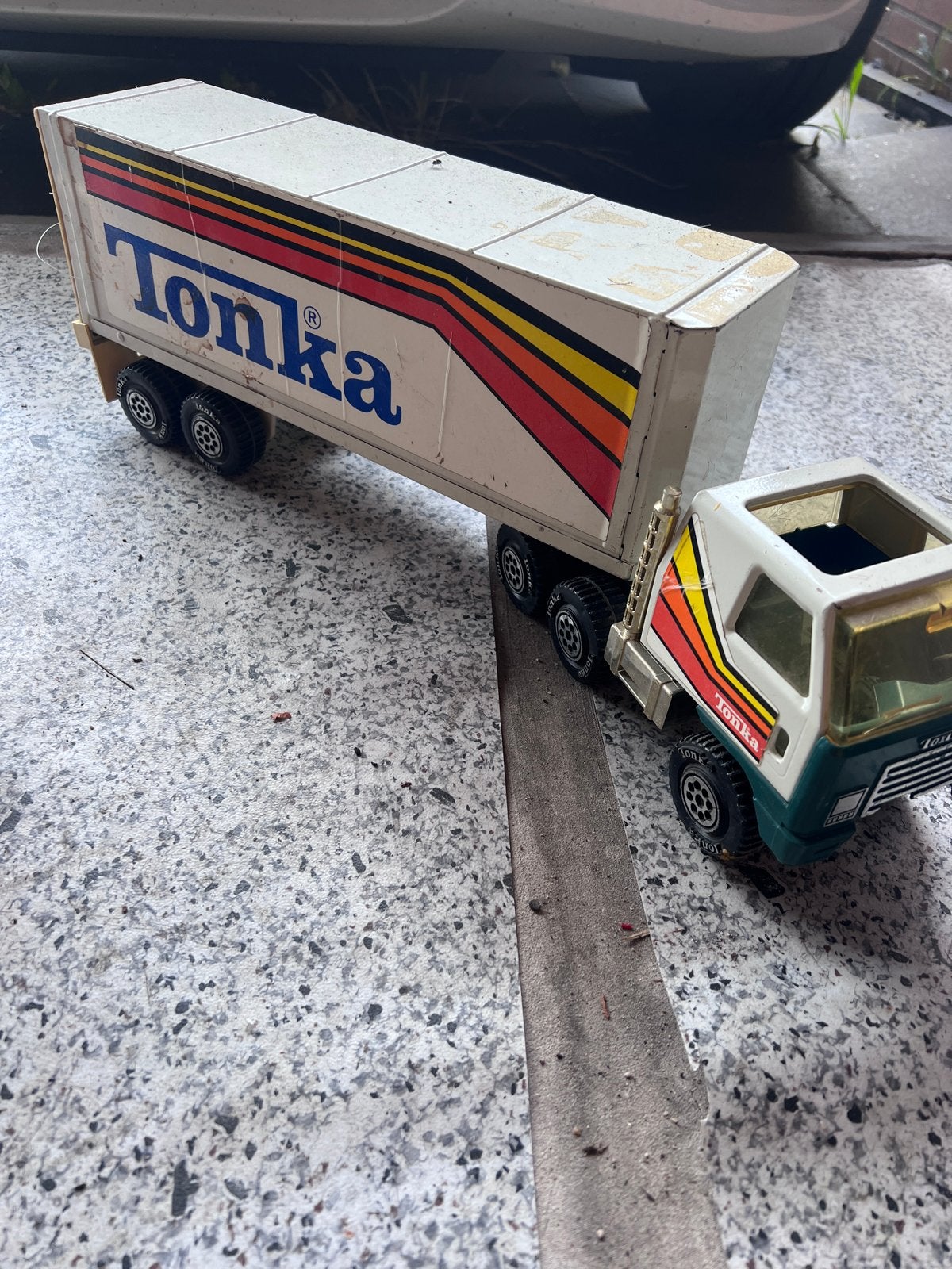 Vintage Tonka Vrachtwagen met Trailer - Speelgoed, Ophalen of Verzenden, Gebruikt