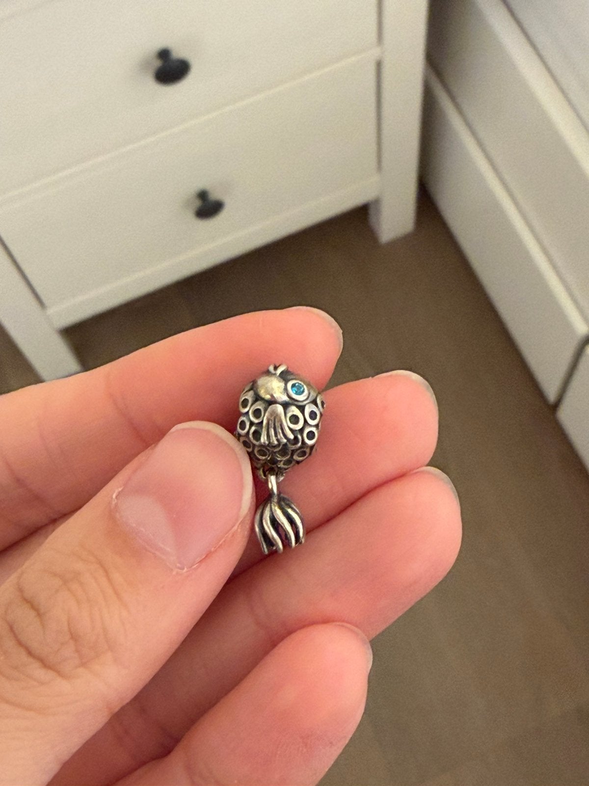 Pandora vis zeldzaam bedeltje, Ophalen of Verzenden, Zo goed als nieuw, Zilver, Pandora