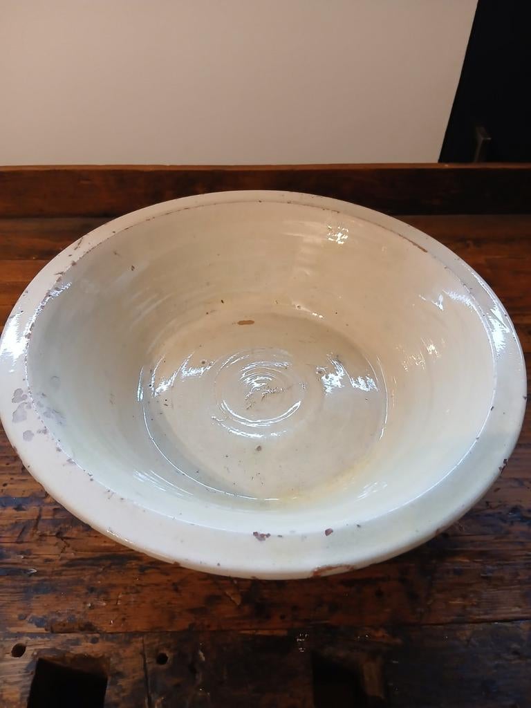 Antieke Franse  geglazuurde aardewerk schaal, Ophalen of Verzenden