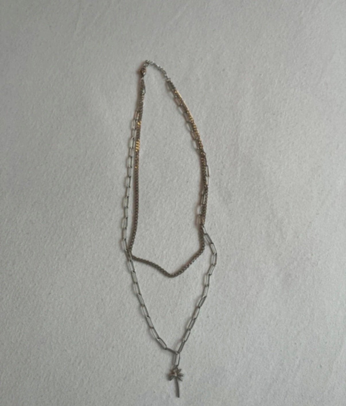 Zilveren ketting, schakelketting en palmboom hanger, Nieuw, Ophalen of Verzenden, Zilver, Overige materialen