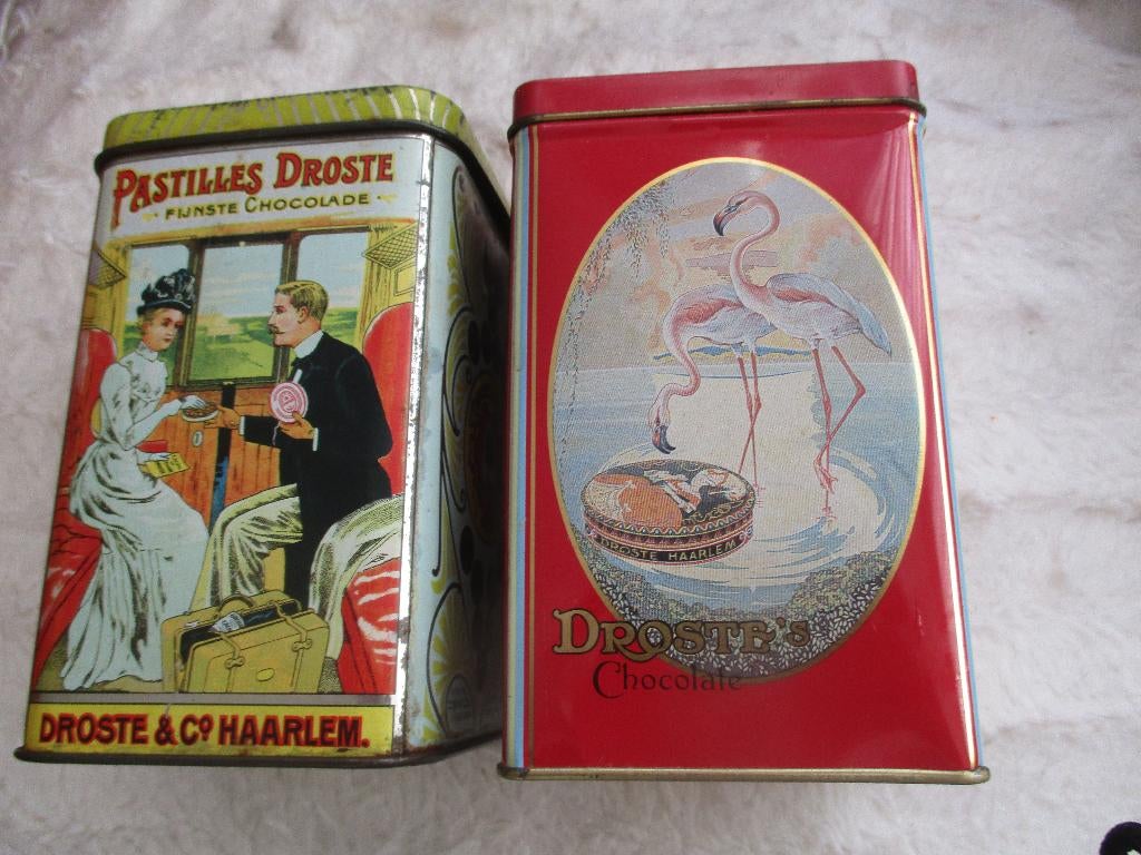 2 blikken Droste, Verzamelen, Blikken, Ophalen of Verzenden, Gebruikt, Overige, Droste