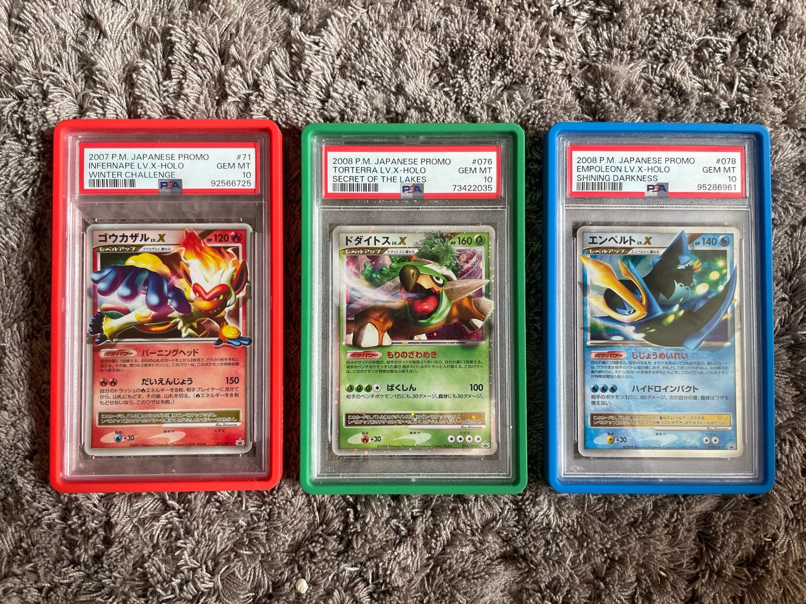 Pokémon PSA 10 Japanse Promo LV.X Kaarten Set (3 stuks), Hobby en Vrije tijd, Ophalen of Verzenden, Zo goed als nieuw, Meerdere kaarten