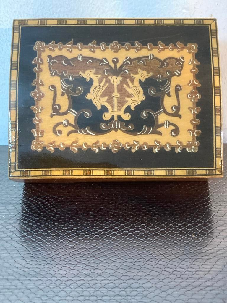 Vintage Italiaanse doos met ingelegd patroon, Ophalen of Verzenden