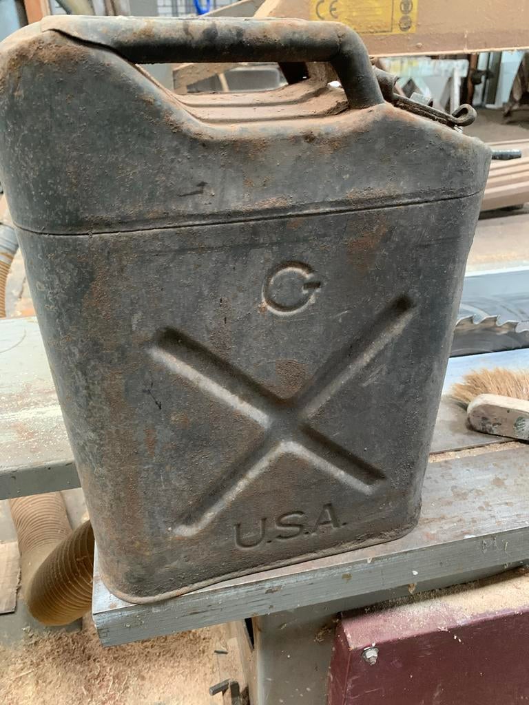 Amerikaanse oorlog benzine jerrycan - metaal, goede staat, Ophalen, Landmacht, Amerika, Overige typen