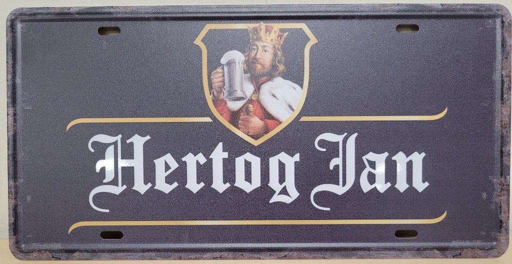 Hertog Jan zwart logo license plate reclamebord van metaal, Ophalen of Verzenden, Nieuw, Reclamebord, Plaat of Schild, Overige merken