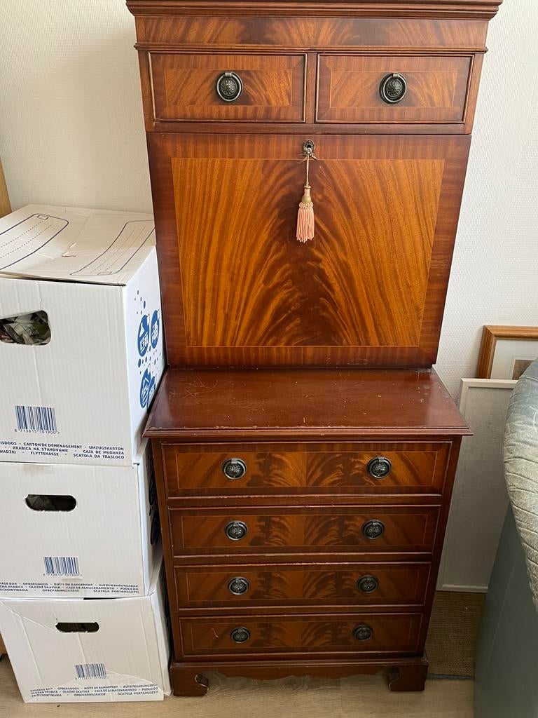 Biedermeier secretaire + stoel, Antiek en Kunst, Ophalen