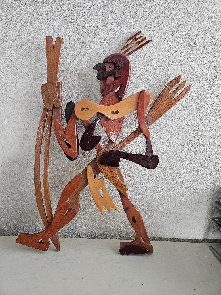 Indiaan houtsnijwerk, Ophalen, Wandsculptuur, Hout, Meerkleurig