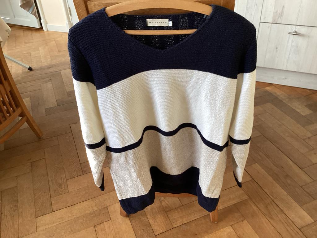 Witteveen katoenen trui donkerblauw/crème maat M, Ophalen of Verzenden, Gedragen, Maat 38/40 (M), Blauw