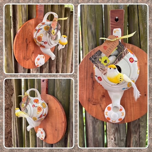 Cadeautip! Broodplank Theepot Vogelhuisje, Tuin en Terras, Vogelhuisjes en Vogelbaden, Ophalen of Verzenden, Nieuw