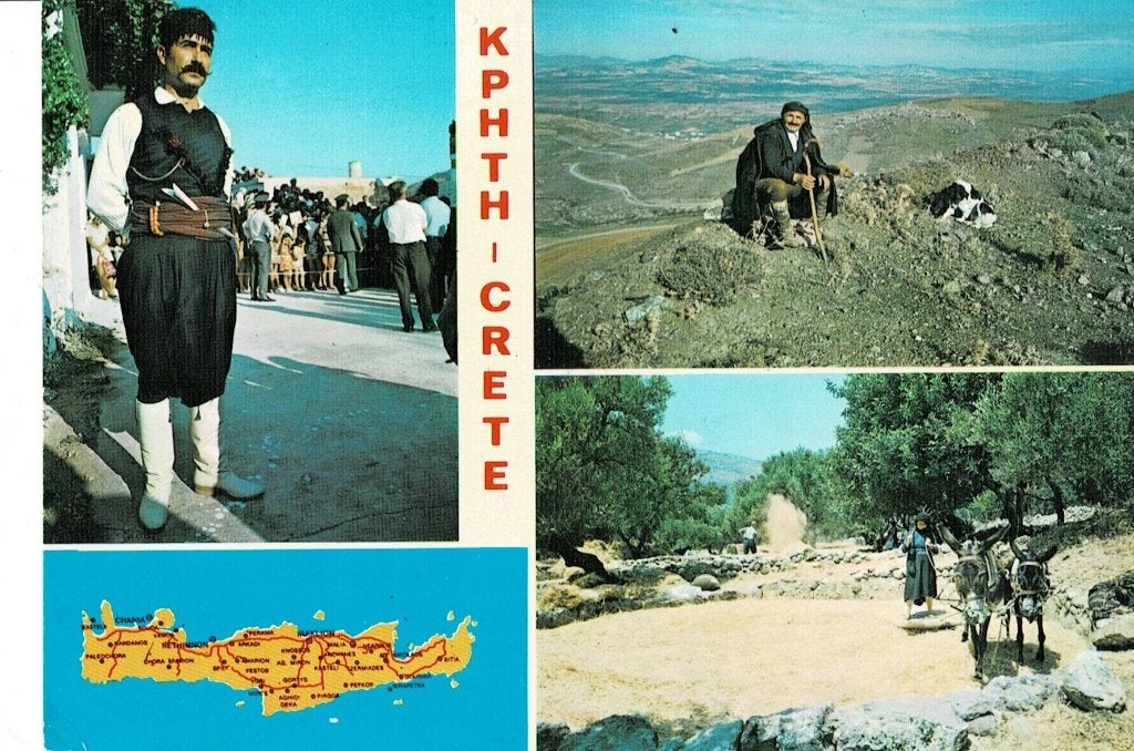 Vintage ansichtkaart Kreta - Griekenland, Verzamelen, Ophalen of Verzenden, 1960 tot 1980, Gelopen, Overig Europa