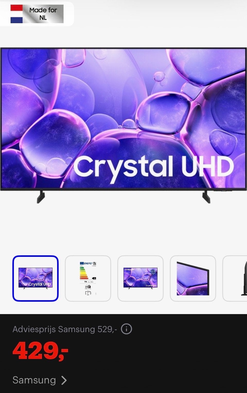 55inch Samsung Crystal UHD Smart TV - 4K, 100 cm of meer, LED, 50 Hz, Nieuw, Ophalen of Verzenden