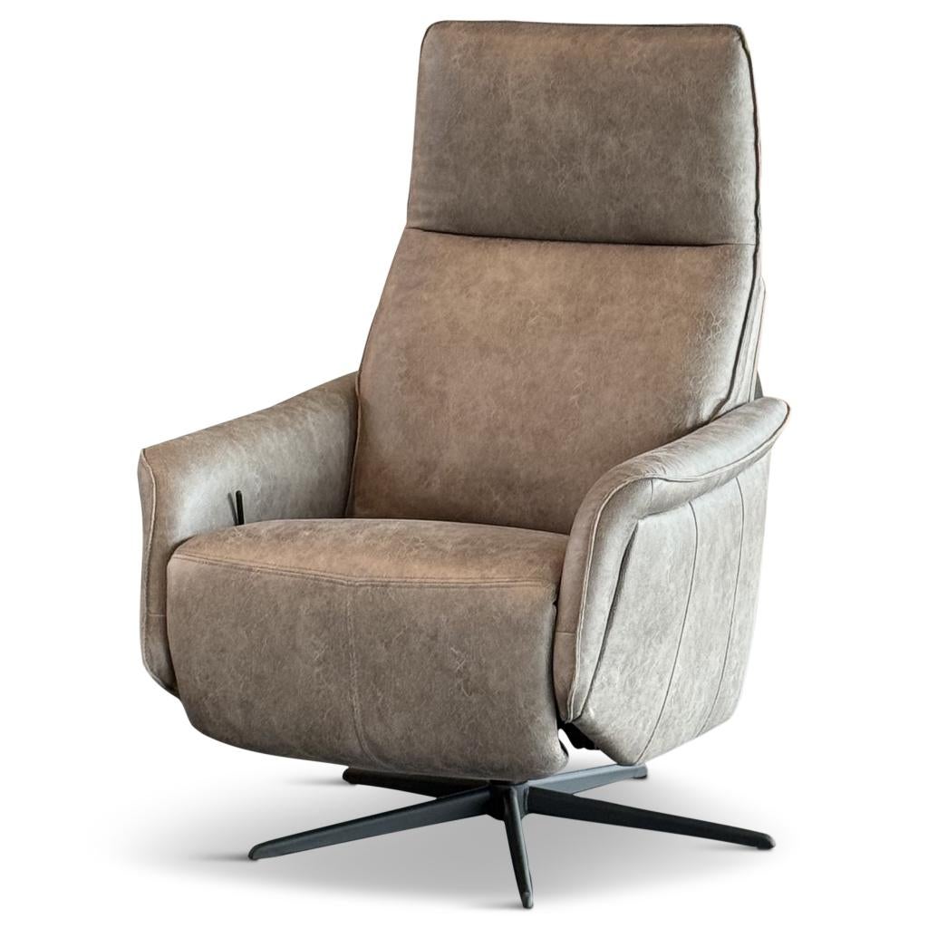 Relaxfauteuil Microleer Taupe Stof Manueel, Minder dan 75 cm, Nieuw, Ophalen of Verzenden, Leer