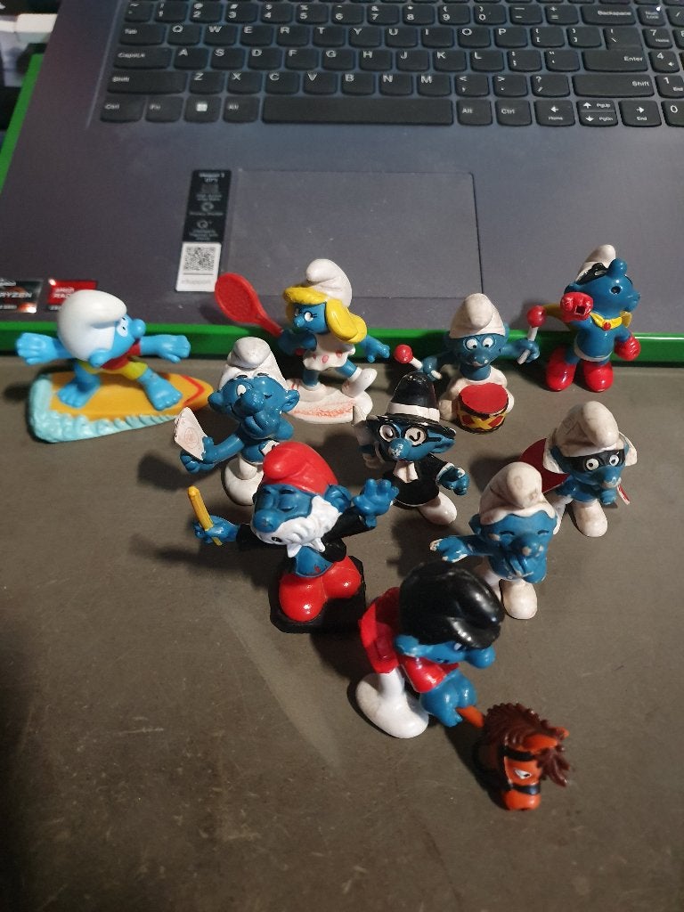 10 vintage smurfen, Verzamelen, Ophalen, Gebruikt, Verschillende Smurfen