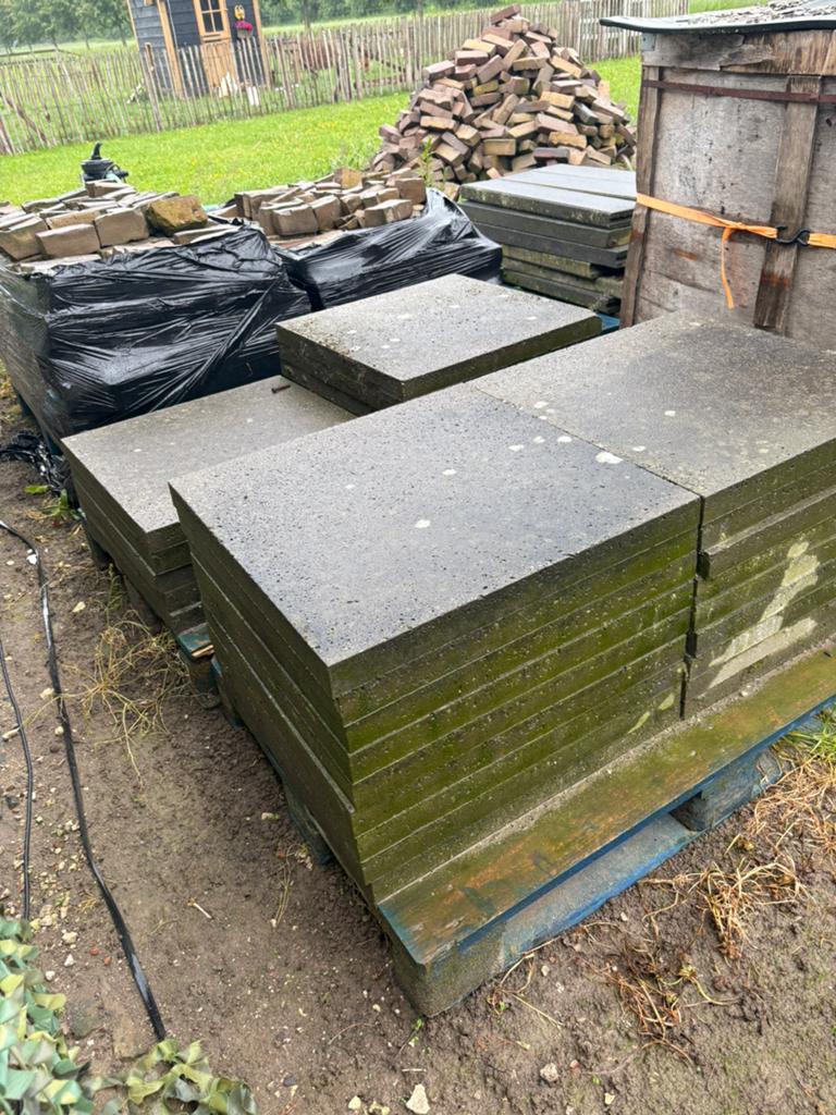 Tegels schellevis antraciet grijs 60x60xm, Tuin en Terras, Ophalen, Gebruikt, 10 m² of meer, Beton