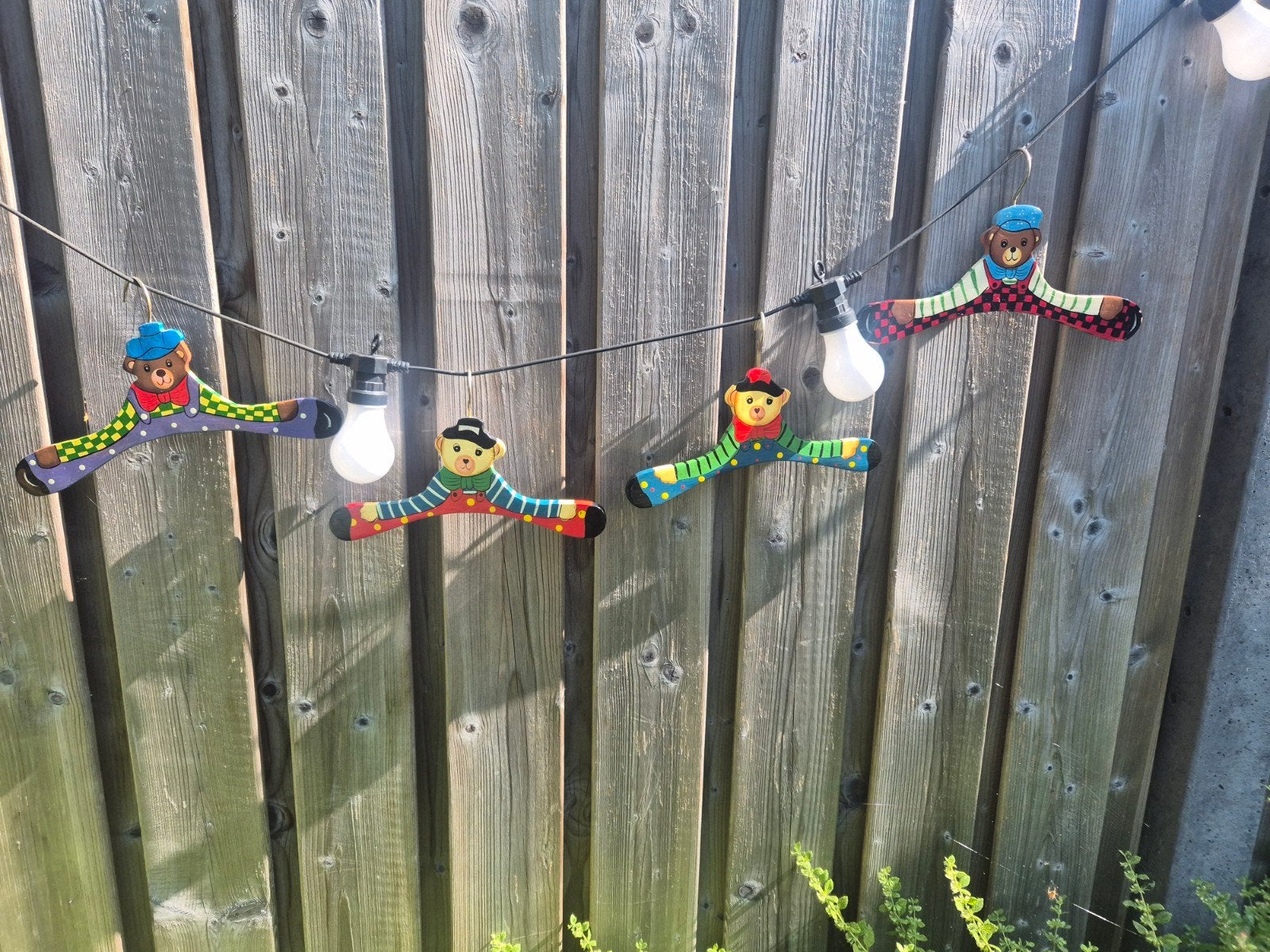 Vintage houten kinderkledinghangers met beren, Ophalen, Gebruikt