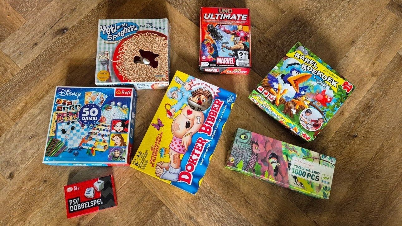 Diverse Spellenpakket: Dokter Bibber, Disney, Uno, PSV, Een of twee spelers, Ophalen of Verzenden, Gebruikt, Hasbro, Disney, Jumbo