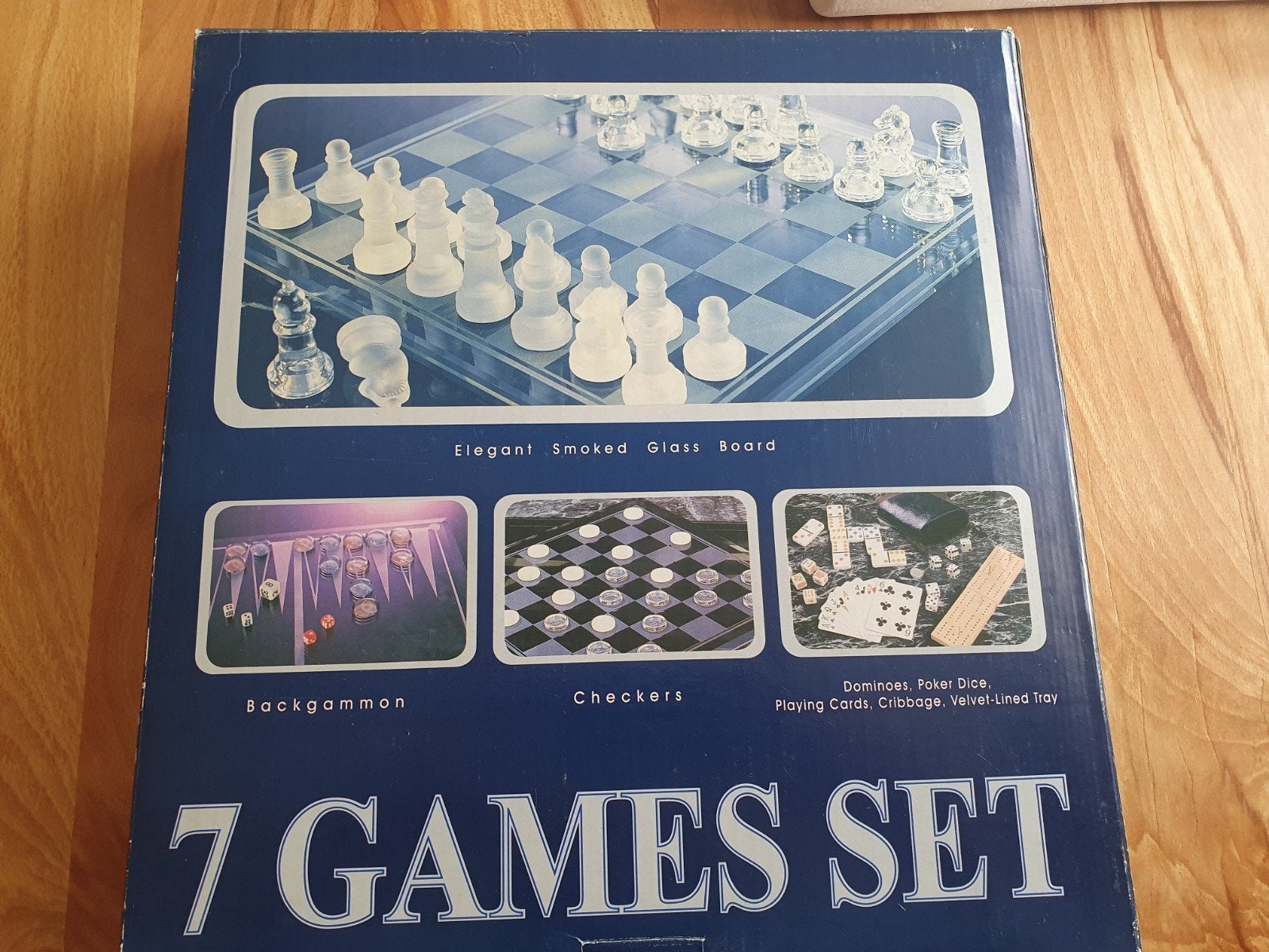 7 spellen set Deluxe in glas, Hobby en Vrije tijd, Ophalen of Verzenden, Gebruikt